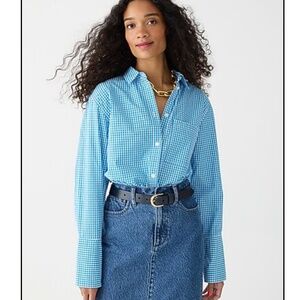 Garçon cotton poplin shirt in gingham (J. Crew, 14, blue)